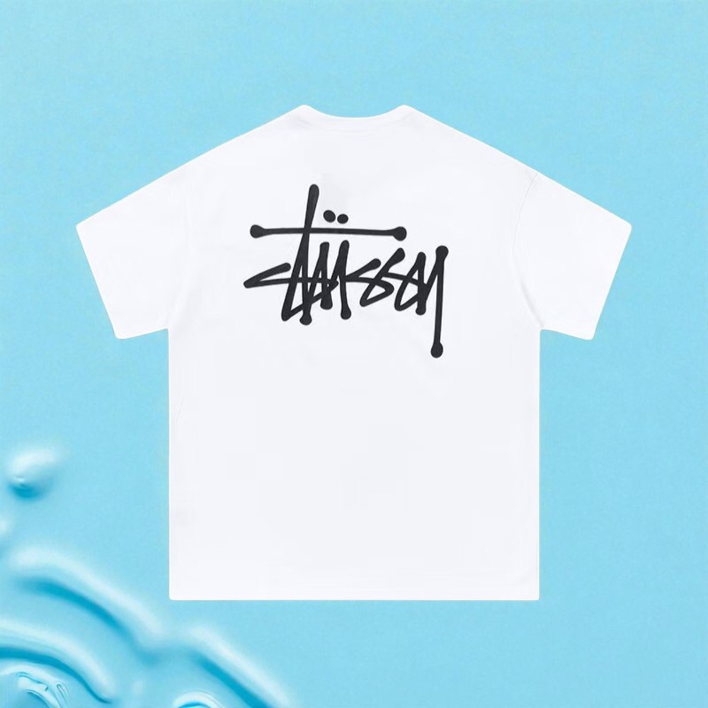 Stussy White Shirt with Black Graphic